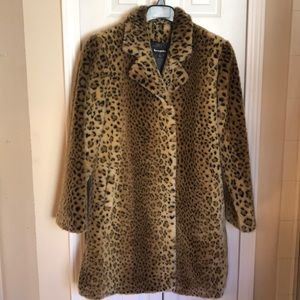 Incognita Faux Fur Leopard Coat Like New Sz Medium